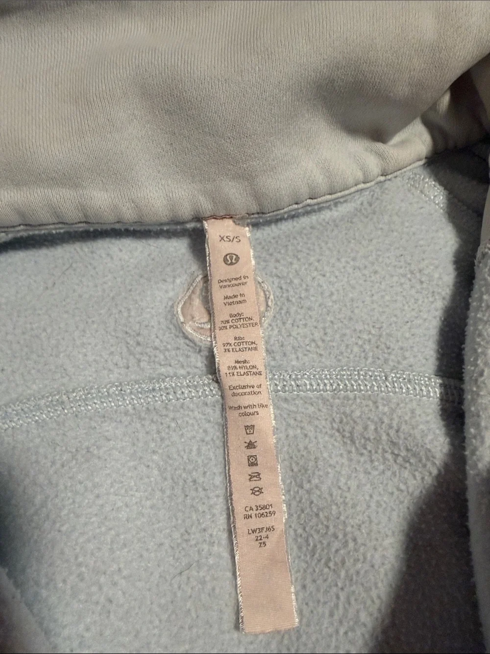 lululemon athletica Pale Blue Half-Zip Scuba Pullover